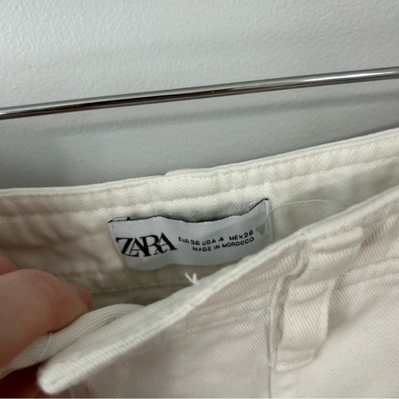 Zara White Wide Leg Baggy Cargo Pants Women’s Size 4 - Picture 2 of 5